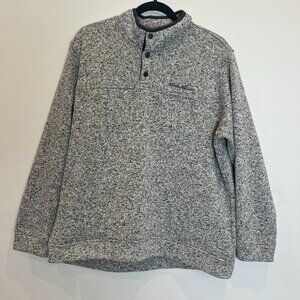 Eddie Bauer Men Radiator Fleece 3-Snap Mock Pullover Long Sleeve Black Fleck XL